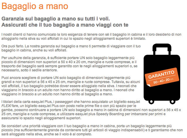 Bagaglio a mano easyjet borsa